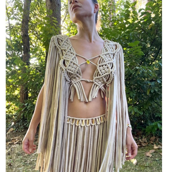 Rare Macrame fringe vest top from Ibiza - Picture 2 of 12